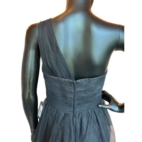 Black Tulle One Shoulder Short Dress - Davids Bridal - Picture 4 of 5